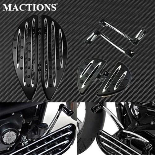 Motorcycle Black CNC Driver Stretched Floorboards Passenger Footpegs Pedal &Heel Toe Shift Lever W/ Shifter Pegs For Harley FL