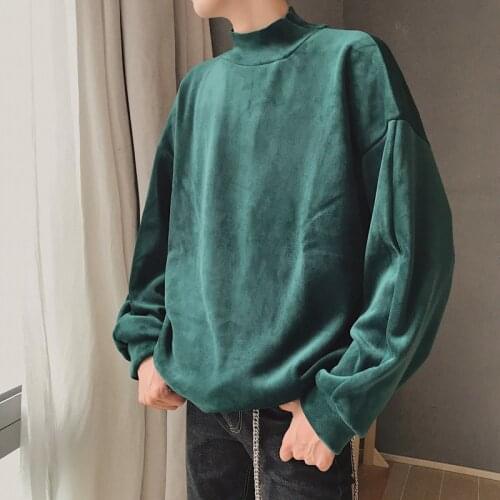 Men Solid Velvet Long Sleeves Sweatshirts Mens Streetwear New Spring Autumn Fashion Hoodie Casual Pullover