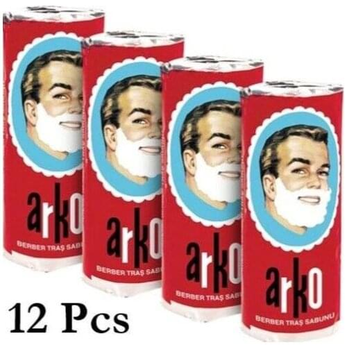 ARKO shaving soap barber cream foam safety brush shave white easy comfortable shave 12 pieces natural shaving soap skin-friendly