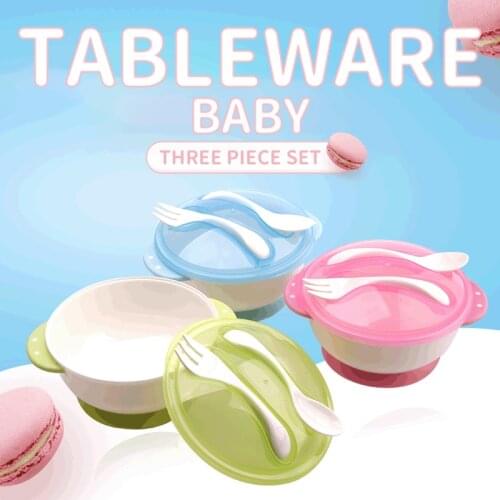 3pcs Baby Bowl Set Training Bowl Spoon Tableware Set Dinner Bowl Learning Dishes With Suction Cup Children Training Dinnerware
