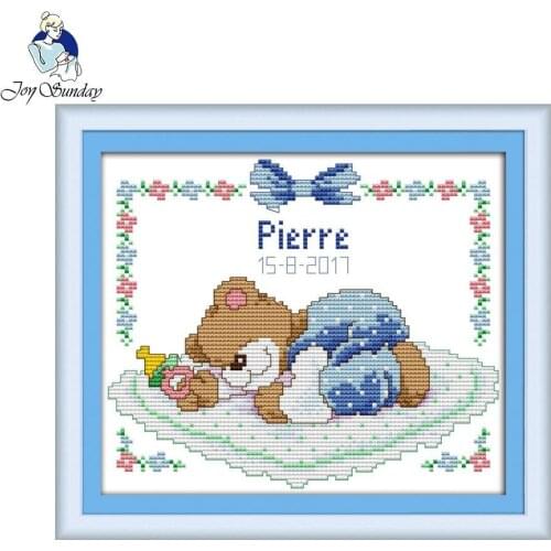 Joy Sunday Needlework DIY Cross stitch Sets For Embroidery kit Sleeping baby bear cotton thread home decor Count Cross-Stitching