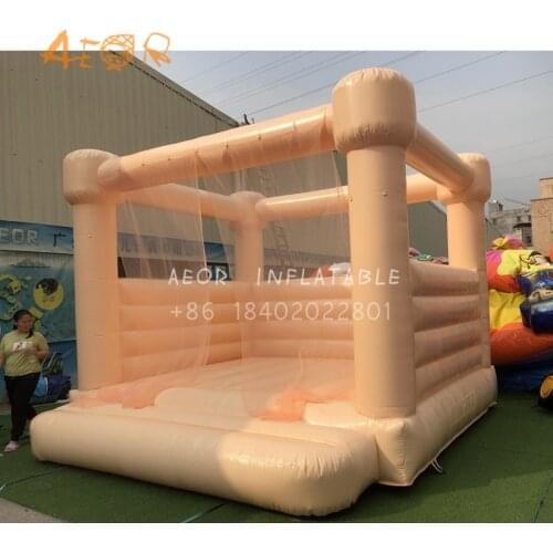 Peach color inflatable castle inflatable wedding bouncer Blush wedding event jumping house moon bounce house