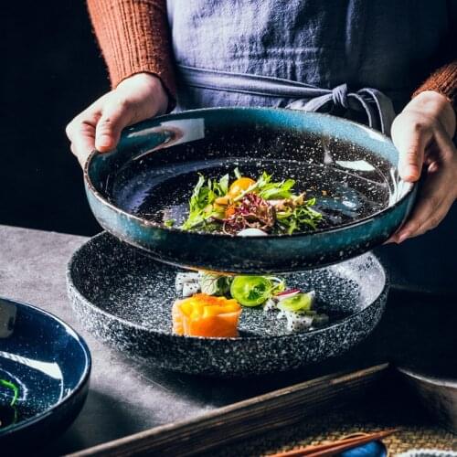 Nordic Creative Ceramic Round Deep Soup Plate Large Capacity Salad Pasta Simple Kitchen Christmas Decor Dinner Plate Tableware