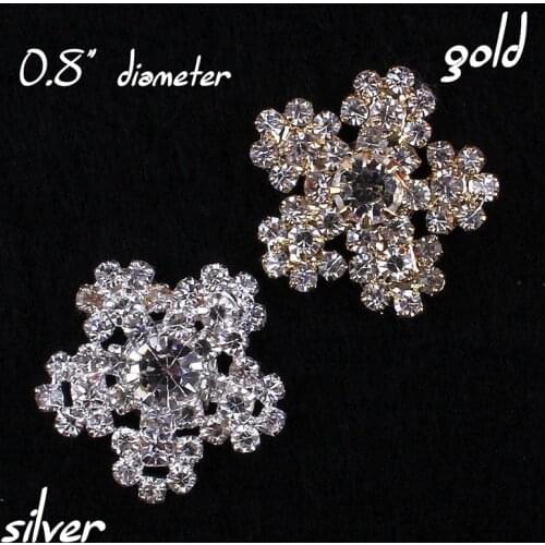 Wholesale 20mm Alloy flower shape Rhinestone button for diy hair accessories forgirl headwear Free shipping 30pcs/lot