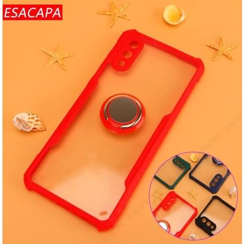 Ring Stand Holder Shockproof Case For Huawei P Smart 2021 Honor 9X Y7A Acrylic TPU+PC Clear Armor Phone Cover For Huawei P40 Pro