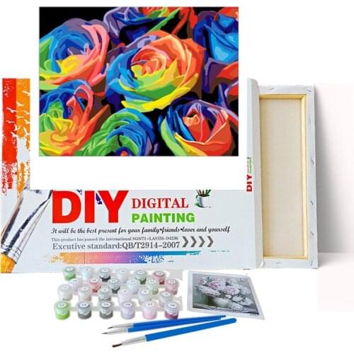 Frameworks Colorful Flowers Abstract Painting DIY Digital Oil Painting By Numbers Modern Wall Art Picture For Home Wall Artwork