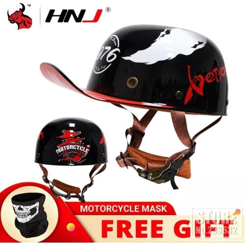 HNJ Motorcycle Helmet Retro Riding Helmet Motorbike Moto Biker Protection Gear Racing Scooter Half Helmet Matter Vintage Helmet