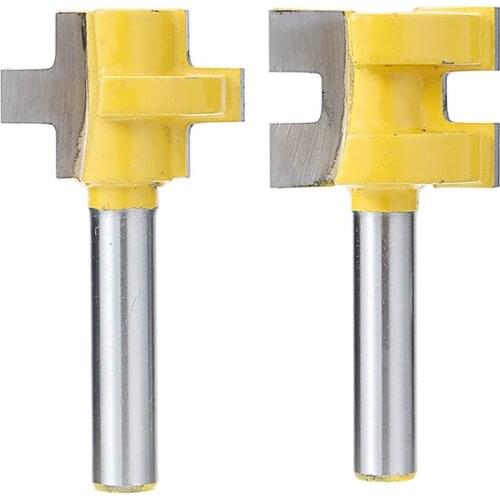 2pcs 8mm Shank Tongue & Groove Milling Cutter T-shaped Joint Assemble Router Bits for Woodworking Cutting Tools