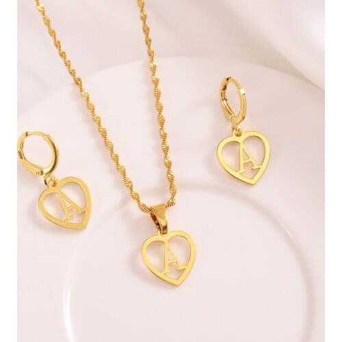 Amazing african letter jewelry set chain women Nigerian wedding gold multi layer necklace/ earring Indian jewelry sets