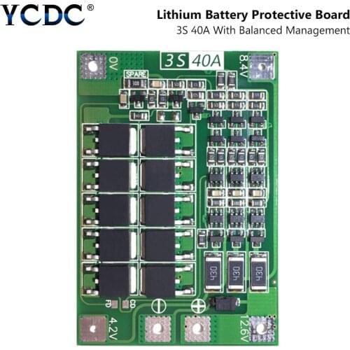 3 String 40A Charging Protection Board Li-ion Lipo Battery Lithium 18650 Batteries PCB 11.1V 12.6V Enhanced Version No Balance