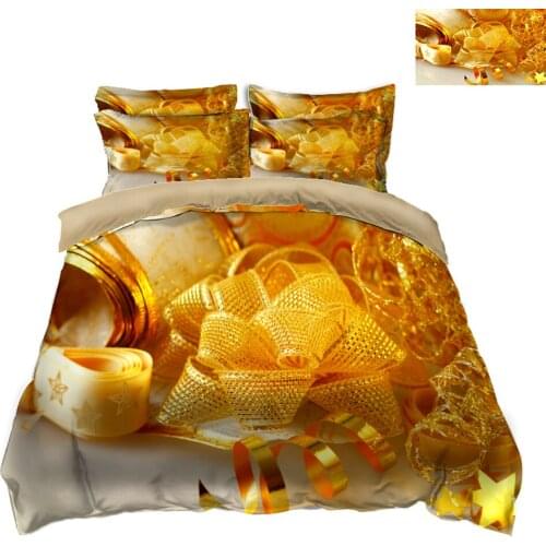 Golden Luxury bed cover 3D bedding Set for bed Duvet Cover set twin full queen king size bed set sheet bed California king
