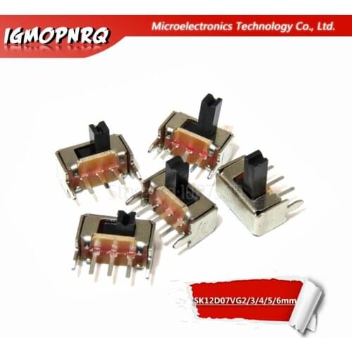 1000PCS SK12D07VG2/3/4/5/6 toggle switch three feet two gears with bracket five feet side insert side Handle height 2/3/4/5/6mm