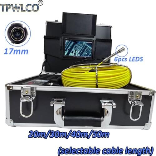20-50m Cable Reel 17mm Push Camera Head Camera Viewing Angle 140dergee 7" Professional Pipe Inspection Camera System With DVR