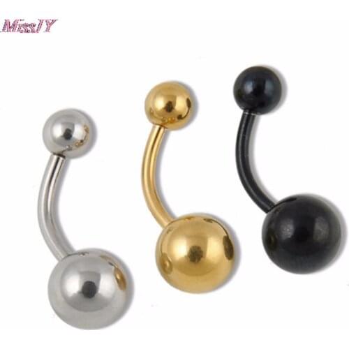3Pcs/Set Gold Black Silver Colors Belly Button Rings Navel Piercing Body Jewelry Medical Stainless Steel Ball Rings