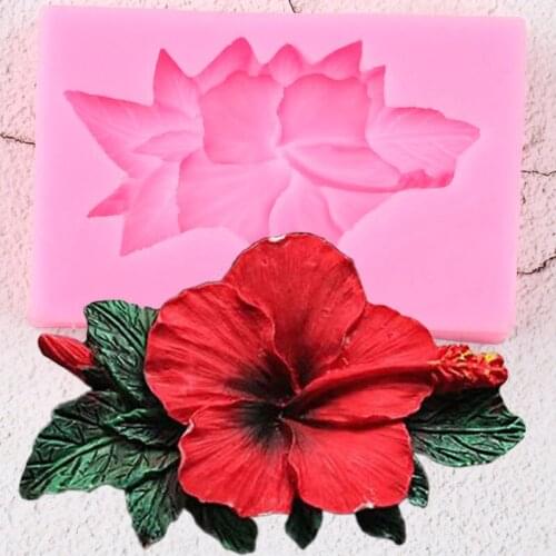 3D Hibiscus Flower Silicone Molds Rose Fondant Mold DIY Wedding Cake Decorating Tools Candy Clay Chocolate Gumpaste Moulds