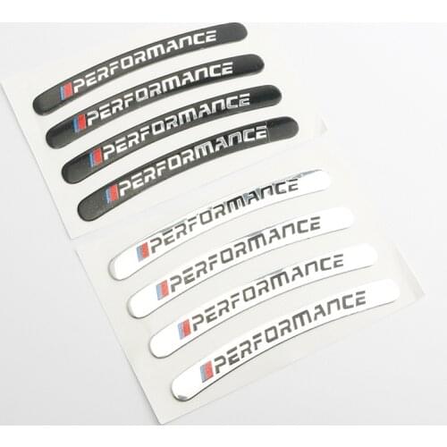 4pcs Power Performance M Car Wheel Sticker For BMW E34 E36 E60 E90 E46 E39 E70 F10 F20 F30 X5 X6 X1 M3 M5 M6 E71 F01 F02 F87