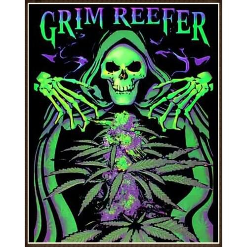 5D Diamond Painting Grim Reefer Leaves Skull Terror Halloween Diamond Embroidery Full Set Diamond Mosaic Rhinestone Decor