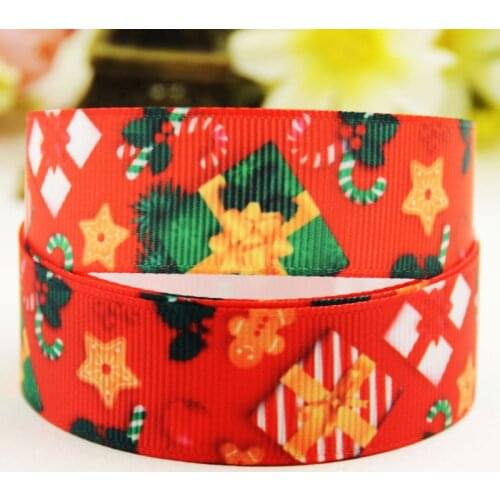 22mm 25mm 38mm 75mm Ruban satin Christmas printed Grosgrain Ribbon Hair Accessories party decoration 10 Yards X-02738