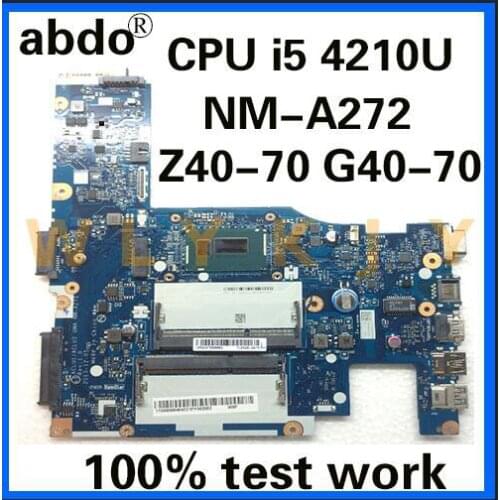 Abdo ACLU1/ACLU2 UMA NM-A272 for Lenovo G40-70 Z40-70 notebook motherboard CPU i5 4210U/4200U DDR3 100% test work