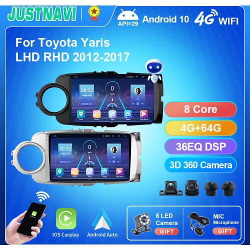 WIFI Android 10.0 GPS Car Radio Multimedia For Toyota Yaris LHD RHD 2012-2017 Navigation Player DSP Carplay Stereo 6G 128G
