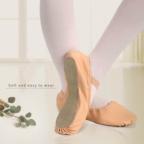 Ballet Shoes For Girls PU Leather Dance Shoes Professional Soft Cow Suede Full Sole Girls Toddler Children Ballet Slippers 21-32