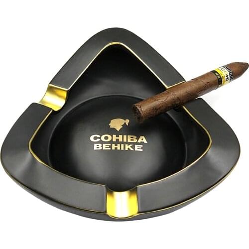 COHIBA 50th Anniversary Edition Ceramic Fine Porcelain 3 Ash Slot Cigar Ashtray For Home Outdoor Smoking Tool With Gift Box