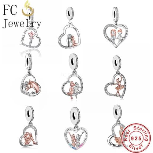 FC Jewelry Fit Original Charm Bracelet 925 Sterling Silver Always My Sister Forever My Friends Pendant Bead For Making Berloque