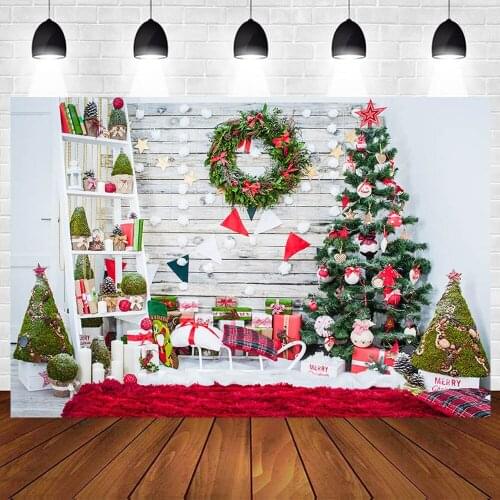 Christmas Photography Backdrops Background Fireplace Winter Snow Tree Window Baby Photocall Portrait Background For Photo Studio