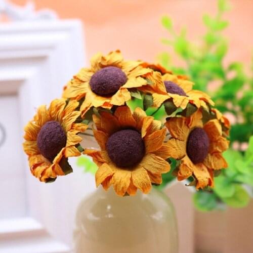 100pcs Sunflower Artificial Flower Scrapbook Decoration DIY Accessories Wedding Party Garden Home New Year Paper Crafts