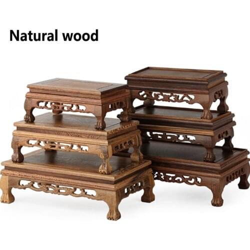 Chinese Wood Tea Table Redwood Carving Decoration Base Vase Buddha Kistler Display Rack Multi-use Rectangle Small Coffee Table