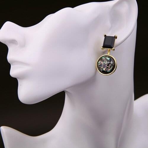 Classic Geometric Ear Nail Earrings With Artificial Gemstones Environment-friendly Alloy Plated Detachable Ear Stud For Woman