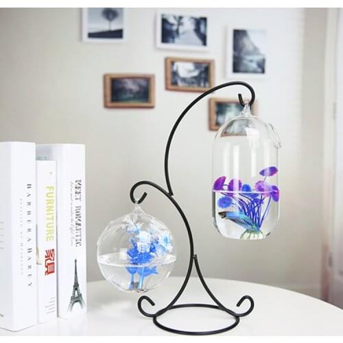 Creative Double-deck Suspended Transparent Hanging Glass Fish Tank Infusion Bottle Aquarium Flower Plant Vase Flower Vase