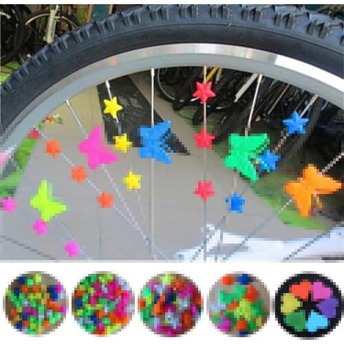 25/36 Pcs Colorful Safety Bicycle Round Clip Multi-color Love Heart Stars Wheel Bike Accessories Decoration Bead Spoke Beads