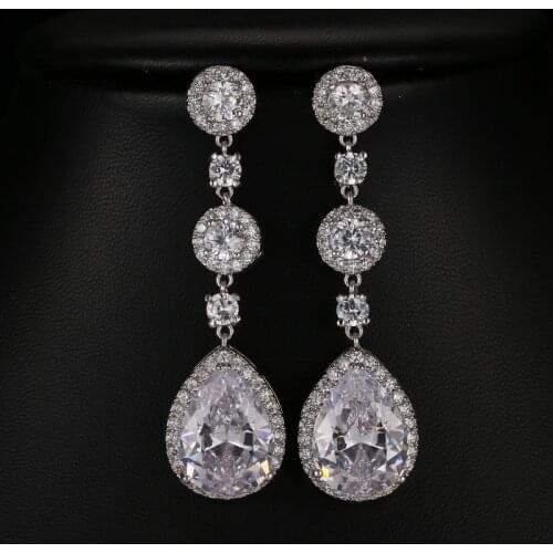 KSRA Vintage Art Deco Leaf Crystal Cluster Drop Earrings For Women Long Vine Floral Bridal Earrings Wedding Jewelry Bridesmaid