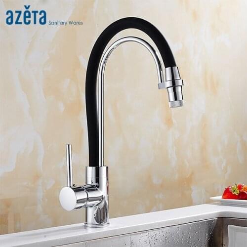 Azeta Pull-down Kitchen Sink Faucet Match Rubber Tube Design Torneira Single Handle Hot and Cold Water Kitchen Mixer Tap MK9764