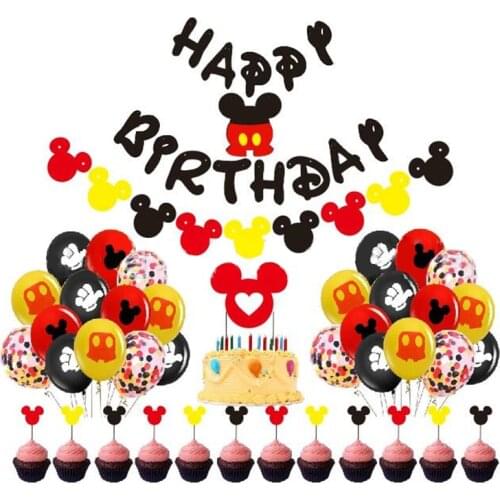 Mickey mouse Party Supplies Kits boy Happy Birthday Banner and Welcome Hanger Door Sign for Baby Kids Shower Party Decorations