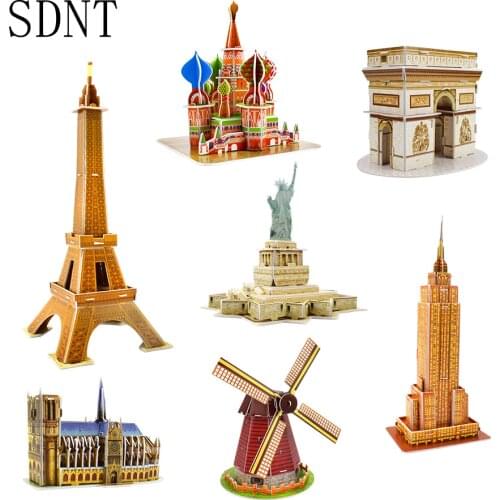 Carboard Building Model 3D Toys Puzzles for Kids DIY World Famous Tower Bridge White House Jigsaw Puzzle Educational Toys Gifts