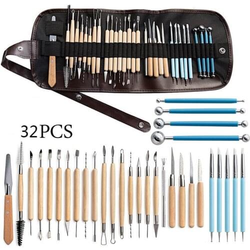 32pcs Clay Tools Sculpting Kit Sculpt Smoothing Wax Carving Pottery Ceramic Polymer Shapers Modeling Carved Ceramic DIY Tools