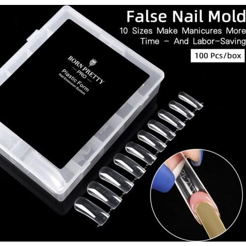 BORN PRETTY Pro Nail Tips 100 Pcs/box False Nail Mold For Finger Extension Tips Tool Quick Building Manciure Acrylic Tools