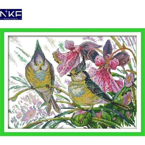NKF The early spring birds needle craft cross stitch charts counted Chinese cross stitch kits for home decoration