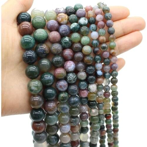 Oameusa Indian Agate 6mm 8mm 10mm 12mm Stone Beads For Jewelry Making DIY Bracelet Necklace Earring Wholesale