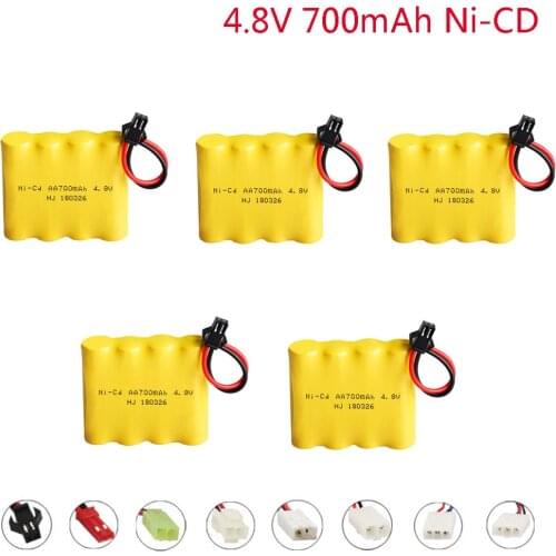1-10PCS 4.8V 700mAh Ni-CD AA Rechargeable Battery Pack For Remote Control Toys Electric Cars Boats 4.8 V Volt Bateria SM-2P Plug
