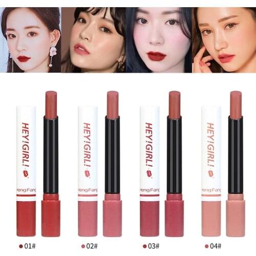 Sexy Type 4pcs Cigarette Shape Lipstick Matte Waterproof Lipstick Cosmetics Red Smoke Lip Makeup Tint Tube Velvet Long-Last O1D5