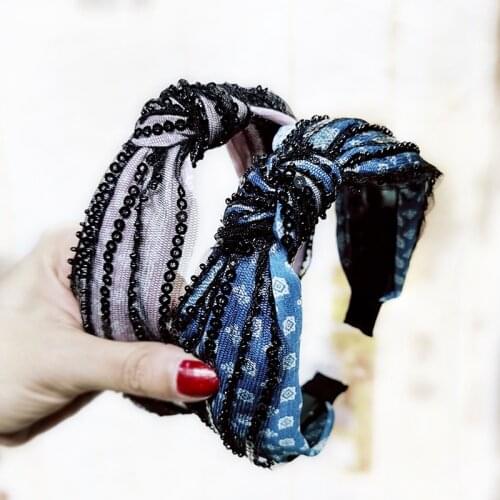 2019 Fashion Lace Sequins Knot Hairband For Women Hair Accessories Haarband Opaska Turban Headband diademas para el pelo mujer