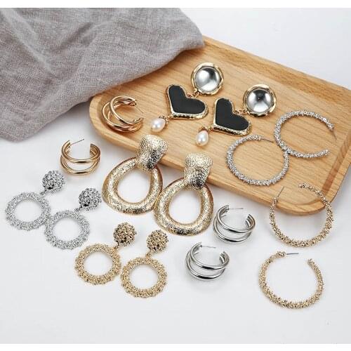 Multicolor Metal Drop Earrings for Women Lady Vintage Wedding Jewellery Earring Bohemian Geometric Earring