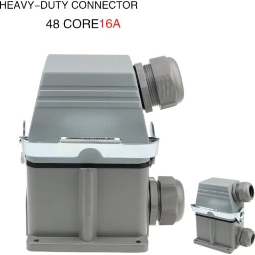 Heavy duty connector Hdc-he-048 rectangular high base 48-core industrial waterproof aviation plug socket 16A