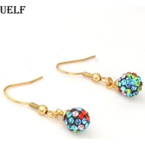 Uelf Vintage Antique Golden Colorful Rhinestone Earrings For Women Bijoux Brincos Womens Christmas Gift