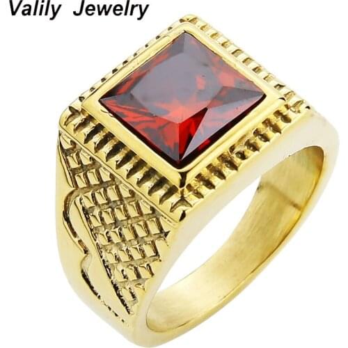 Valily Jewelry Sales New Wedding Rings For Women Fashion Brand Ring Jewelry Never Fade Stainless Steel Red CZ Wedding Ring