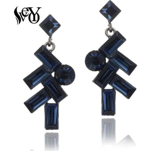VEYO Trendy Rectangular Symmetric Crystal Drop Earrings for Women New Arrival Free shipping