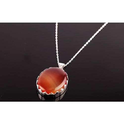 UM US JEWELRY Yemen Agate Gemstone 925 Sterling Silver Necklace